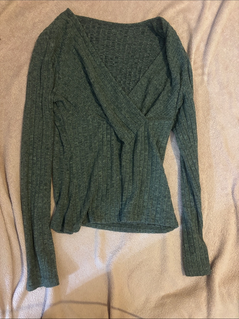 Women’s Ribbed Wrap Sweater - Green